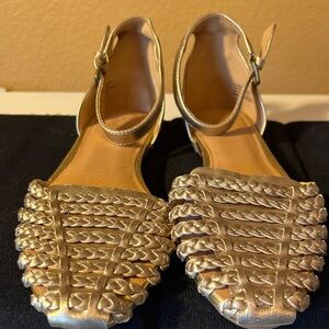 Crown Vintage “Moneth” muted  Gold Braided Flats size 7m